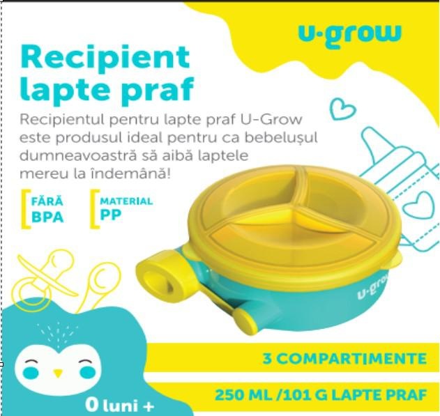 Recipient lapte praf cu 3 compartimente ,250ml, U-Grow - 2 | YEO