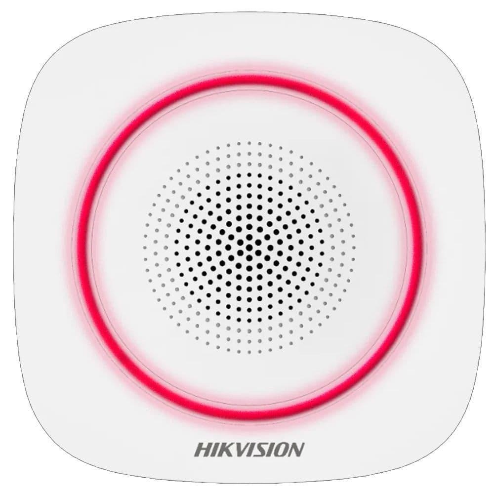 Sirena interior wireless AX PRO Hikvision DS-PS1-I-WE( Red indicator ) supporting 868MHz two-way communication via Cam-X protocol,multiple alarm sounds, strobe light indication, is used forinstant alerting when alarm triggered, Buzzer Decibel: 90 to 110