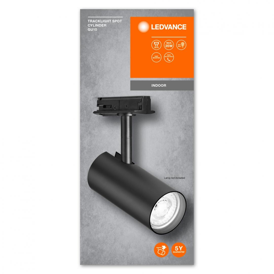 Spot cu montaj pe sina Ledvance TRACKLIGHT L CYLINDER, 1xGU10 (neinclus), max 35W, IP20, reglabil, Ø55x140mm, Negru