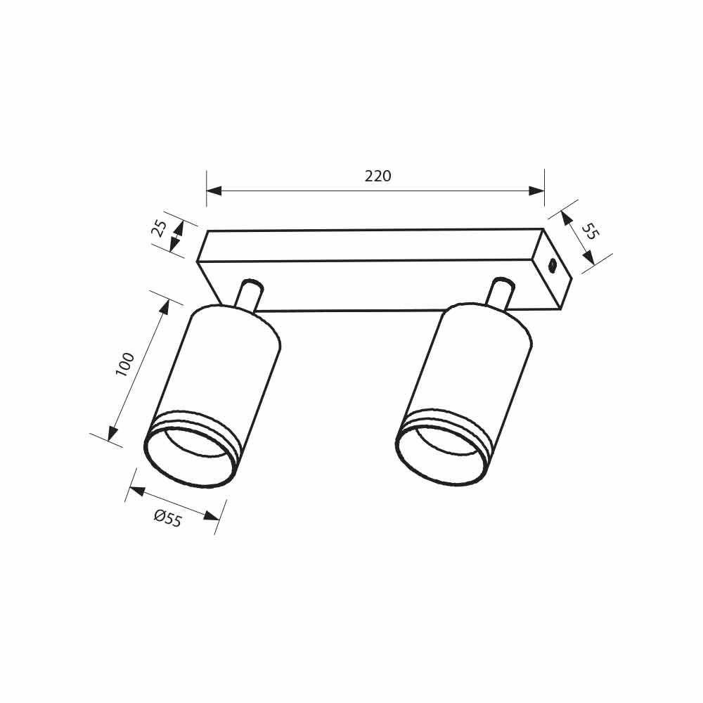 Spot dublu reglabil Vivalux KING, 2xGU10, max 2x35W, IP20, 220х55х165mm, Alb, becuri neincluse - 1 | YEO