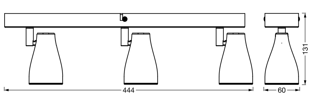 Spot LED triplu ajustabil Ledvance Pear, 3xGU10, 3x4.3W, 1050 lm, lumina calda (2700K), IP20, 444x131x60mm, metal/plastic, Alb - 1 | YEO