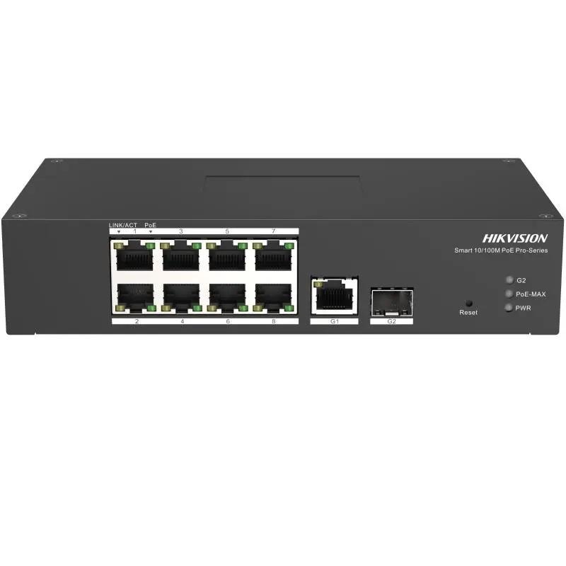 Switch 8 porturi PoE Hikvision DS-3T1310P-SI/HS prezinta 8 × 10/100 Mbps PoE port,1 × 1 Gbps RJ45 port,1 × 1 Gbps fiber optical port, RJ45 ort,full duplex,MDIMDI-X adaptive, IEEE 802.3,IEEE 802.3ab,IEEE 802.3u,IEEE 802.3z,IEEE 802.3x,MAC Address Table 16