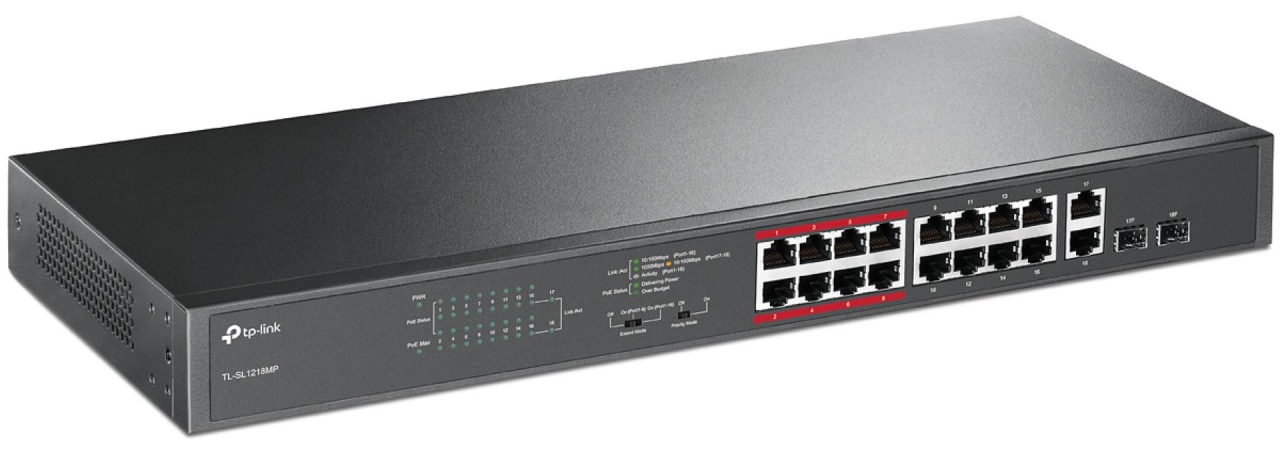 Switch TP-Link TL-SL1218MP, 16 port, 10/100/1000Mbps