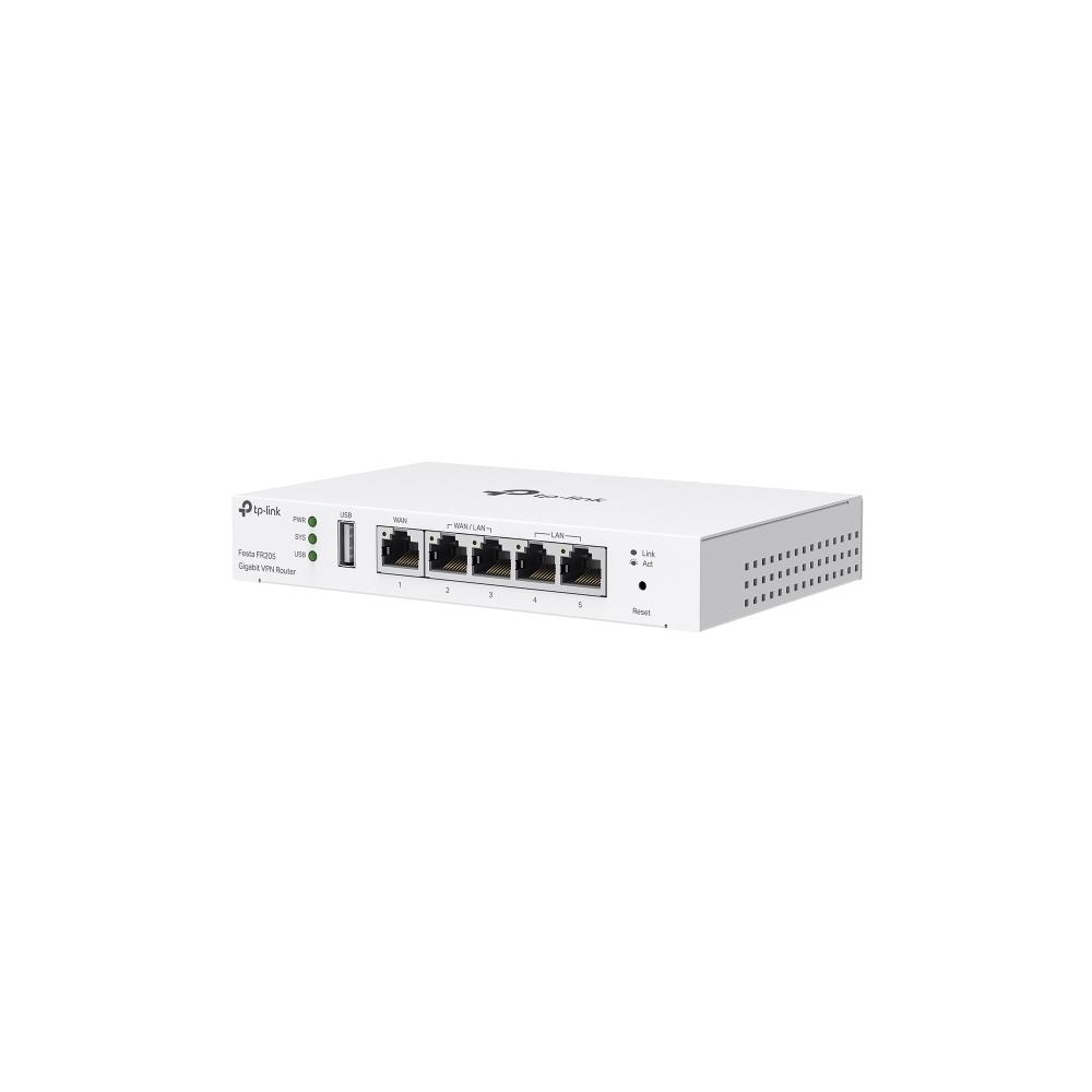 TP-Link Gigabit VPN Gateway FESTA FR205, interfata 1× Gigabit WAN port, 2× Gigabit WAN/LAN ports, 2× Gigabit LAN ports, 1× USB 2.0 (supports USB LTE dongle‡), fara ventilatoare, DRAM 256 MB DDR, 802.1Q VLAN - 3 | YEO