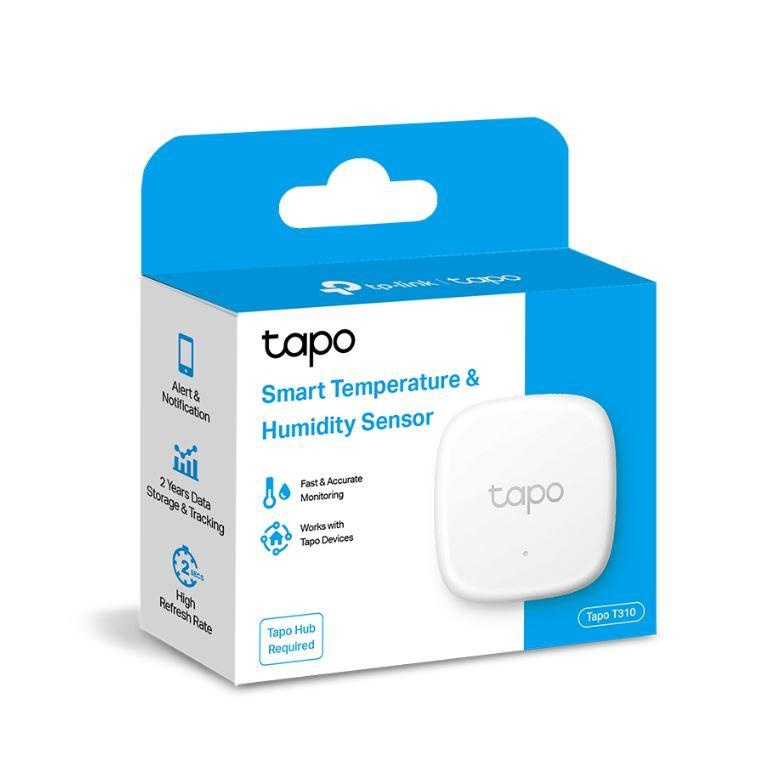 TP-LINK TAPO T310, Senzor smart de temperature si umiditate (necesită Hub Tapo), Wireless: 868 / 922 MHz, Acuratete temperature: ±0.3°C, Acuratete umiditate: ±3%RH, Dimensiuni: 46*46*12.3 mm, Alimentare: Baterie CR2450. - 1 | YEO