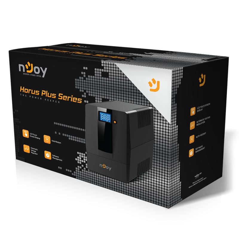 UPS nJoy Horus Plus 2000, 2000VA/1200W, Afisaj LCD cu ecran tactil, 4 Prize Schuko cu Protectie, Repornire Automata, RJ11 protectie pentru linia de telefon/modem, Posibilitatea de monitorizare si control prin USB, LAN si internet, port de comunicare USB, - 3 | YEO