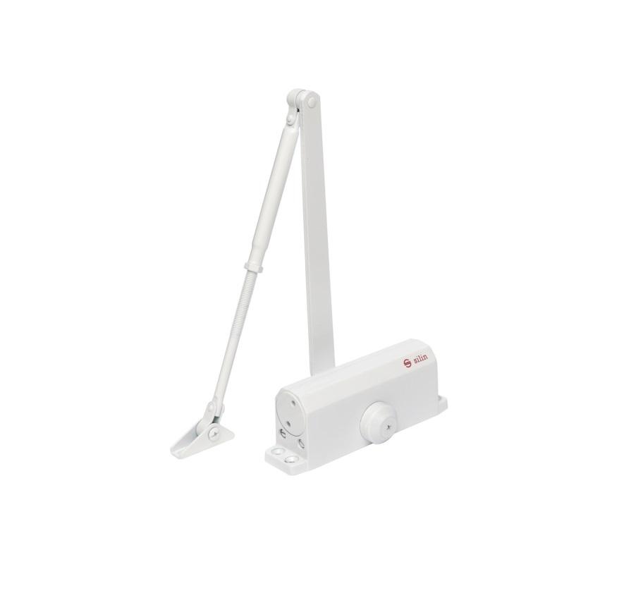 Amortizor hidraulic cu brat SA-6033AW-wh, alb; Pentru: usi cu greutatea de 40-65 kg; latime usa ≤950mm; Ulei hidraulic termostabil; Viteza de inchidere reglabila; Montare universala: stanga sau dreapta; Culoare: alb; Deschidere usa la 180°;