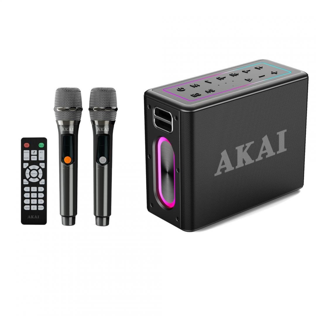 Boxa portabila Akai cu 2 micfrofoane wireless IPX6-80W