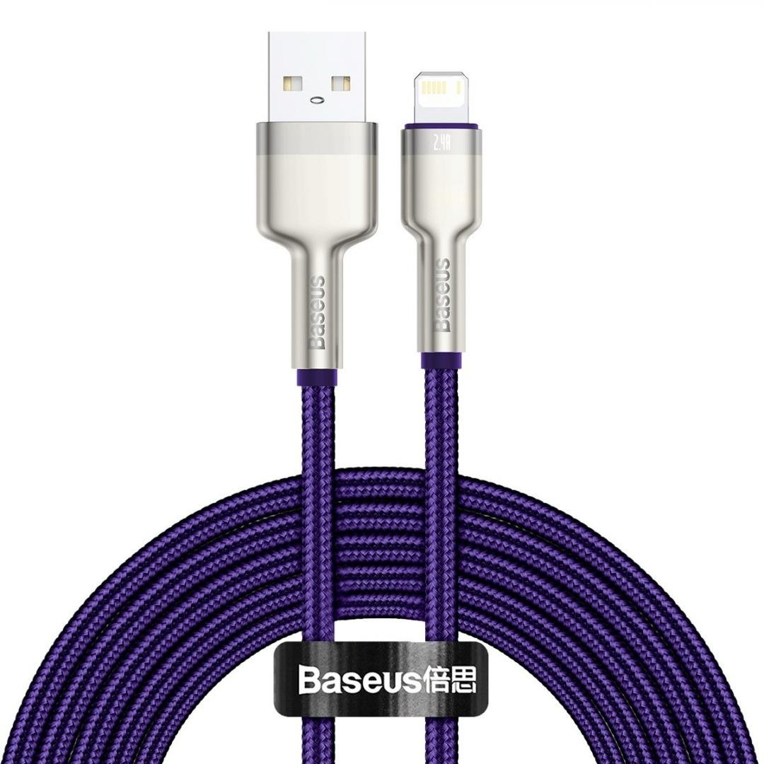 CABLU alimentare si date Baseus Cafule Metal, Fast Charging Data Cable pt. smartphone, USB la Lightning Iphone 2.4A, 2m, violet