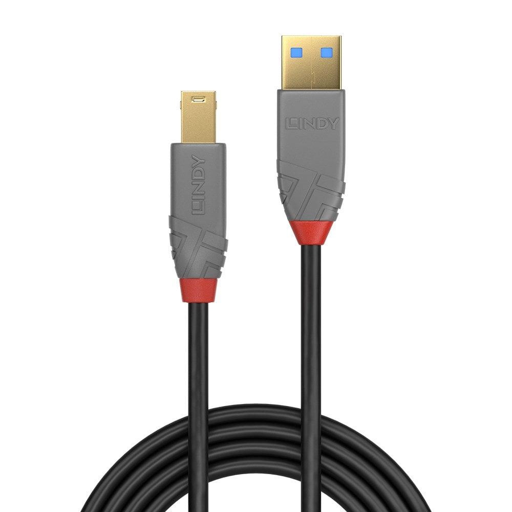 Cablu Lindy 2m USB 3.2 Type A to B, Anthra Line, latime de banda suportat 5Gbps, material PVC, negru - 1 | YEO