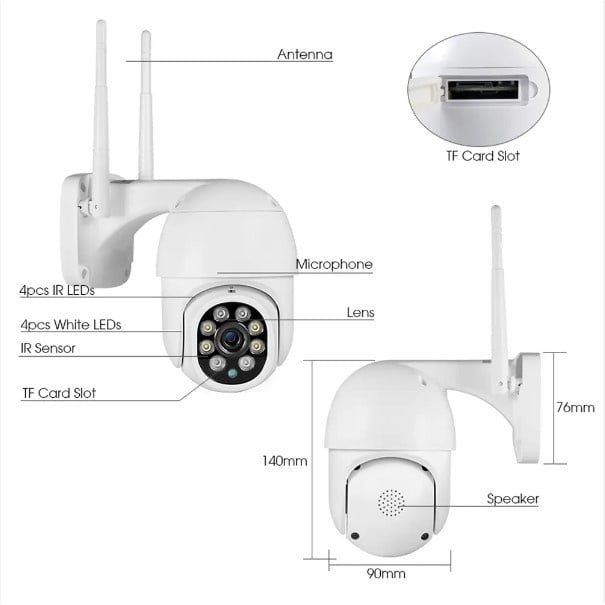 Camera Supraveghere QeaRim®,4mp(FullHD), Smart Wireless, Network WebCam, AI Human Detection, Color Night Vision, 2Way audio, Stocare in cloud sau Card, Vizionare multipla, Aplicatie iOS / Android - 1 | YEO