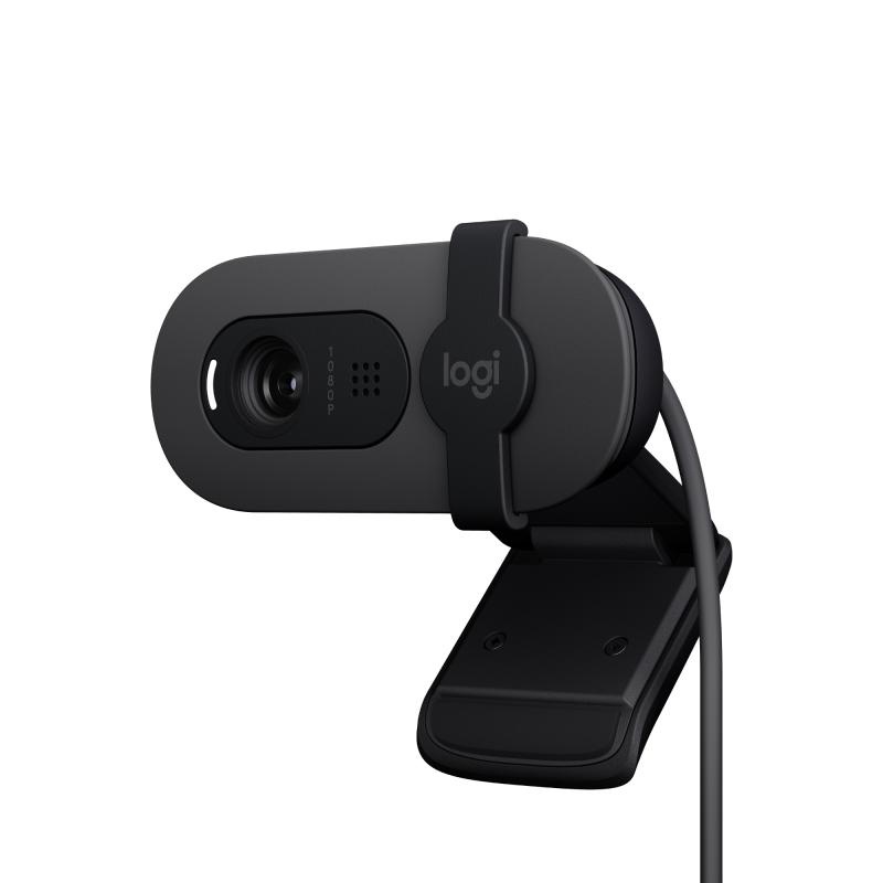 Camera web Logitech Brio 100, rezolutie 1920 x 1080 Full HD, 30 fps, microfon incorporat, conexiune USB-A, lungime cablu 1.5m, negru - 1 | YEO