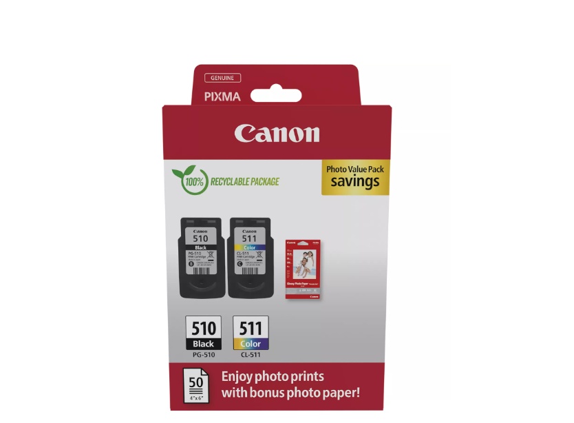 Canon pachet cartuse cearneala PG-510/CL-511 Photo value pack, capacitate negru: 9ml, Color: 9ml, Compatibil cu: PIXMA iP2700, PIXMA iP2702, PIXMA MP230, PIXMA MP240, PIXMA MP250, PIXMA MP252, PIXMA MP260, PIXMA MP270, PIXMA MP272, PIXMA MP280, PIXMA