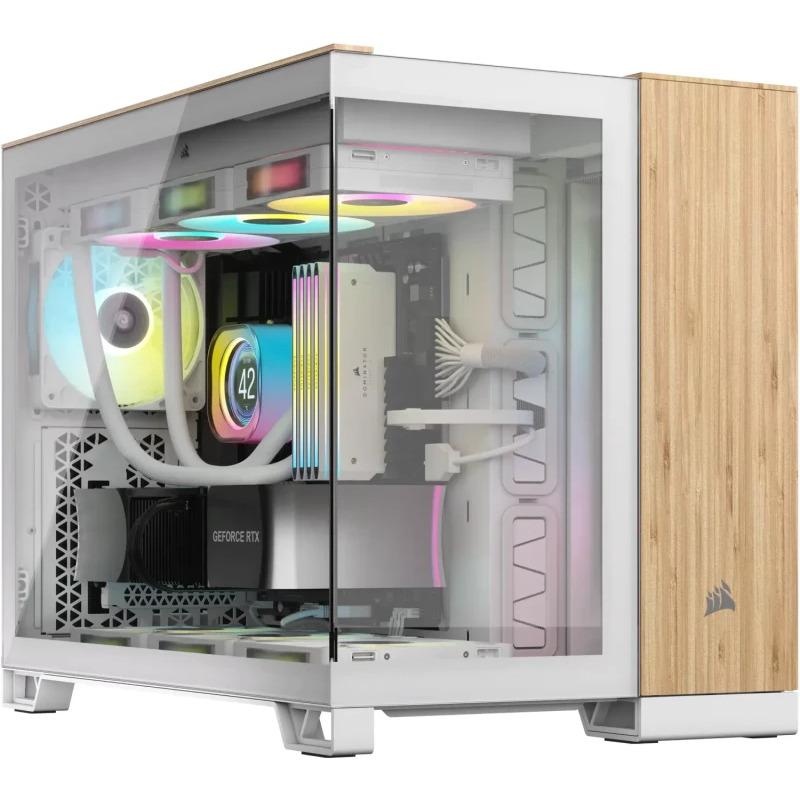 Carcasa CORSAIR 2500X Micro ATX Dual Chamber White/Bamboo Wood