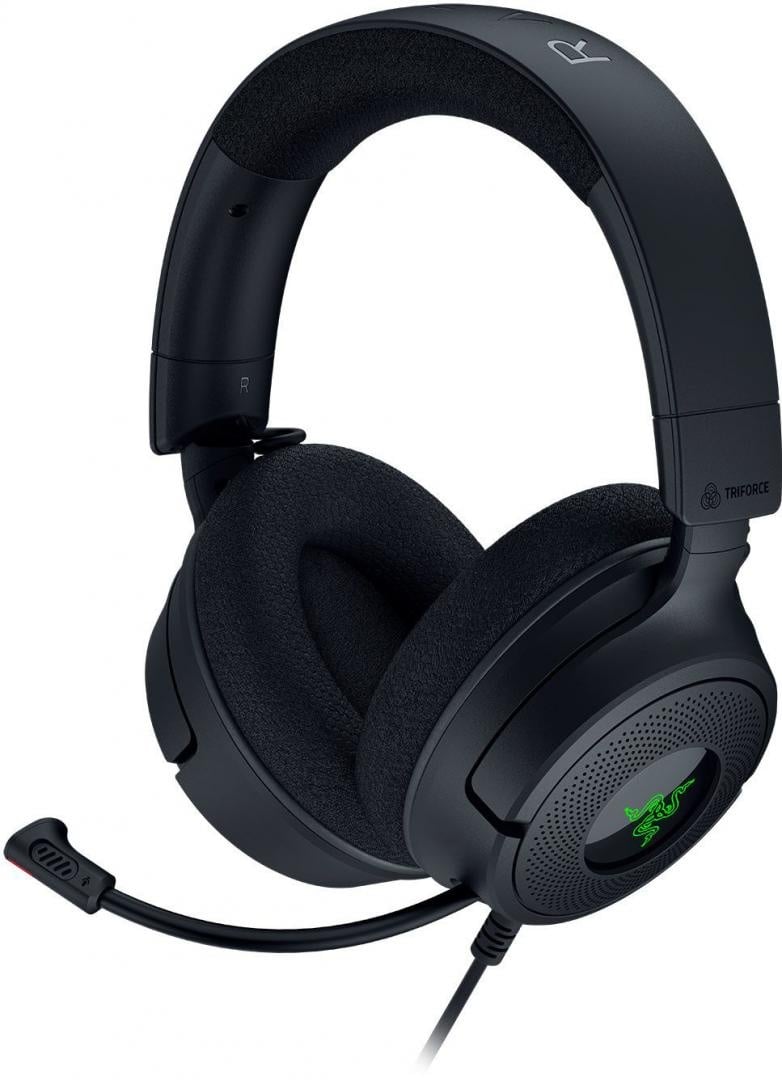 Casti gaming Razer Kraken V4 X, frecventa raspuns 20 Hz – 28 kHz, impendanta 32 Ω, driver customized Dynamic 40 mm Drivers, sensibilitate 96 dBSPL/mW at 1 kHz by HATS, frecventa microfon 100 Hz – 10 kHz, sensibilitate microfon -42 ± 3 dBV/Pa, 1 kHz,