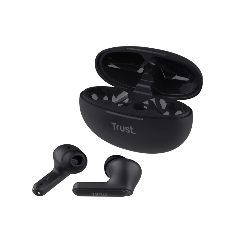 Casti Trust Yavi wireless, TWS, bluetooth, interfata USB-C, frecventa de raspuns 20 Hz - 20.000 Hz, negru - 2 | YEO