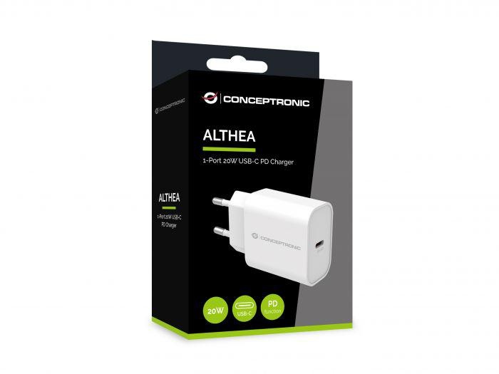 CONCEPTRONIC ALTHEA07W 1-Port 20W USB-C PD Charger, 40.2 x 43.5 x 26 mm