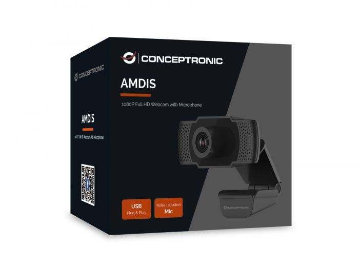 CONCEPTRONIC AMDIS01B 1080P Full HD Webcam with Microphone, 80 x 33 x 91 mm - 1 | YEO