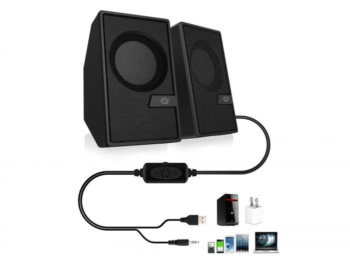 CONCEPTRONIC BJORN02B 2.0-Channel Computer Speaker with Bluetooth, 6W, 63 x 63 x 105 mm - 2 | YEO