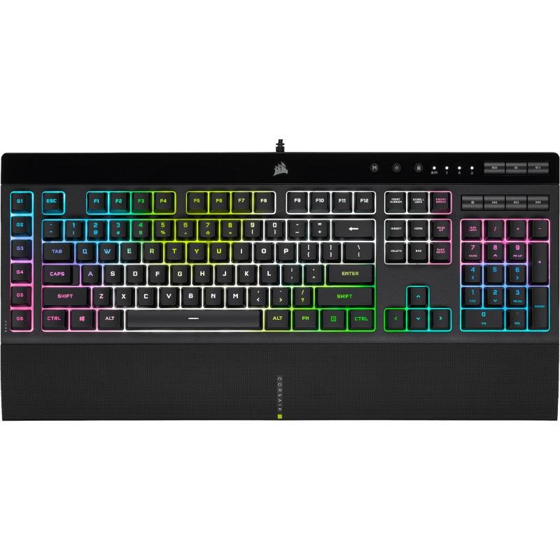 CORSAIR K55 RGB PRO, negru 12-Key Selective with Anti-Ghosting Supported in iCUE Wired Connectivity USB 2.0 Type-A Key Switches RUBBER DOME