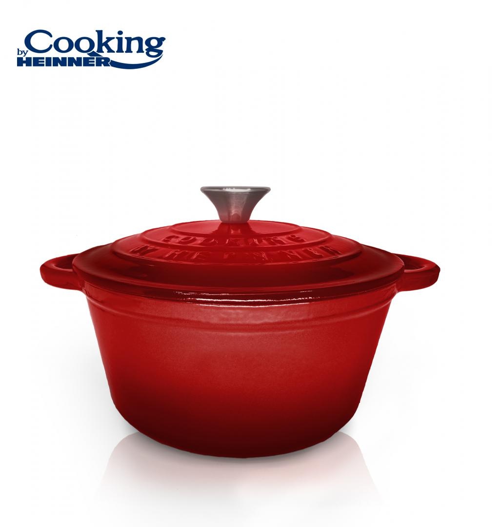 CRATITA FONTA EMAILATA+CAPAC 20x10 CM, 2.4 L, RED LINE, COOKING BY HEINNER