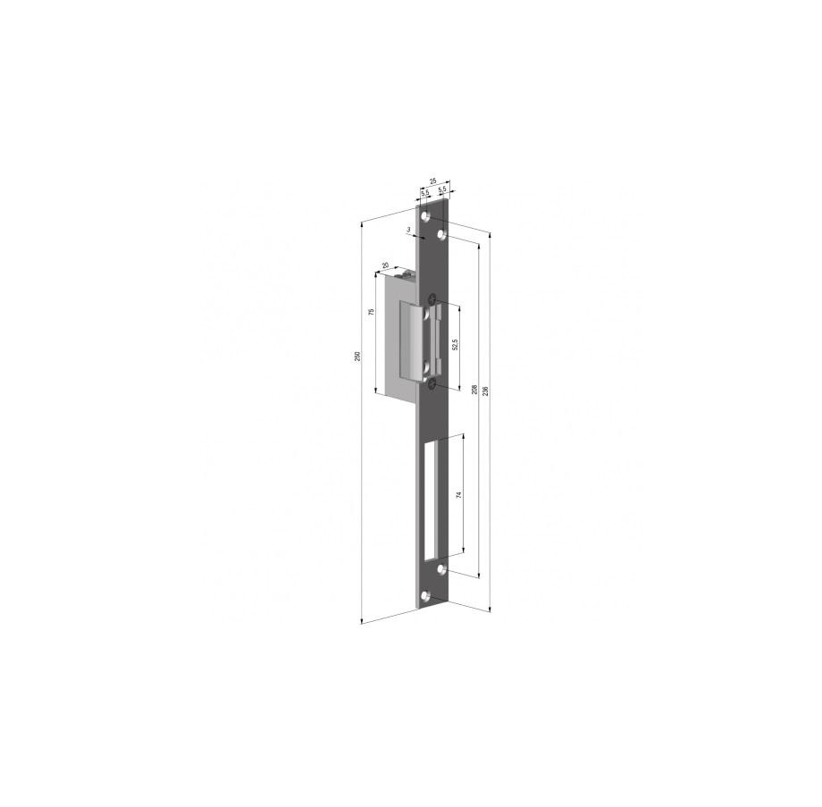 Electromagnet fail lock YALE YB17-12D-LR, 12Vcc, consum redus, 230mA, contact monitorizare, include placa suport lunga.