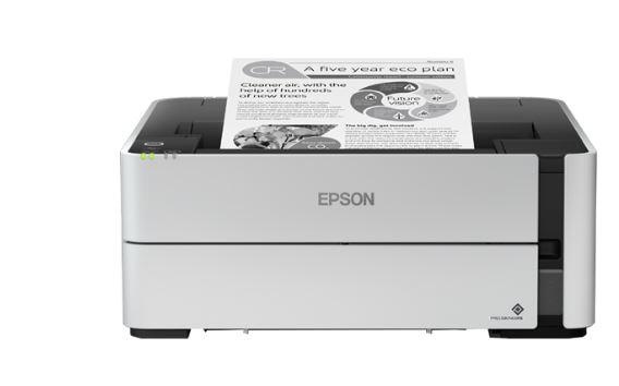 Imprimanta inkjet mono CISS Epson M1180, dimensiune A4, viteza max 39 ppm, Duplex, rezolutie printer 1200x2400dpi, alimentare hartie 250 coli, interfata: USB, Ethernet, WiFi, Wi-Fi Direct, consumabile: C13T03P14A ( 120ml) , doua recipiente de cerneala