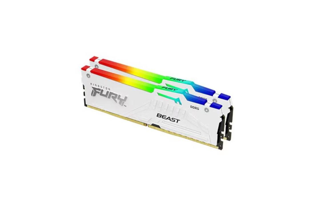 Memorie RAM Kingston, DIMM, DDR5, 64GB, 5600MHz, CL36, 1.35V, FURY Beast White, RGB, Kit of 2 - 3 | YEO