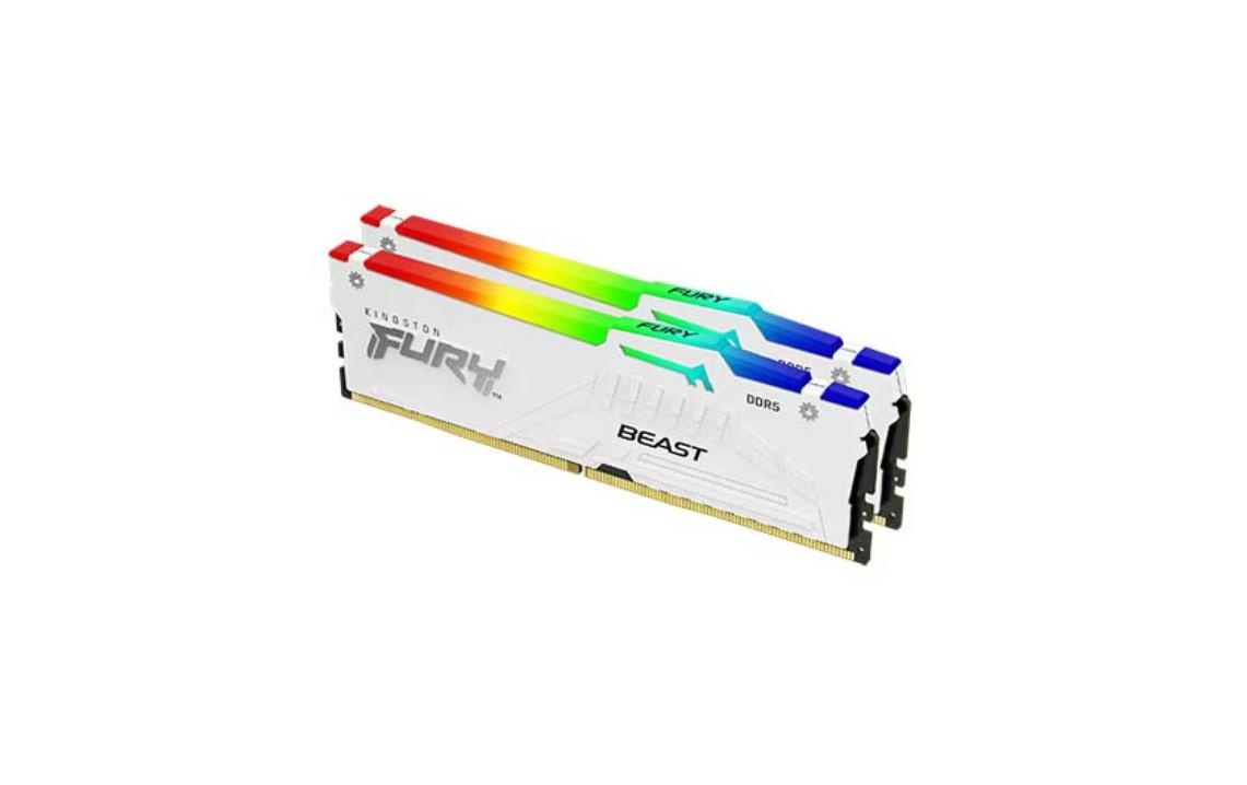 Memorie RAM Kingston, DIMM, DDR5, 64GB, 6000MHz, CL36, 1.35V, FURY Beast White, RGB, Kit of 2 - 1 | YEO