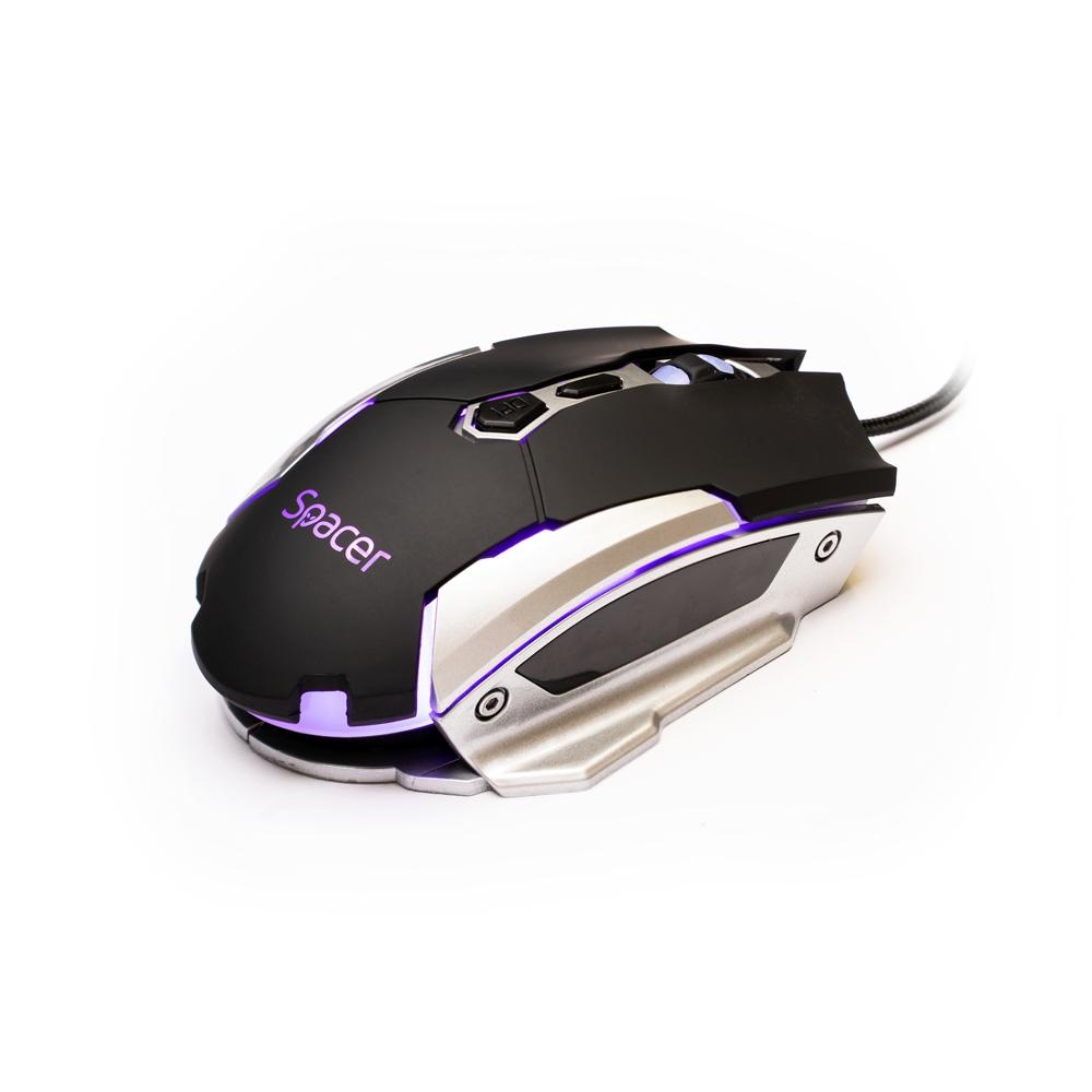 MOUSE Spacer Gaming SPGM-PULSAR-LITE, cu fir, USB, optic, 3.200 dpi, butoane/scroll 7/1, iluminare, negru - 2 | YEO