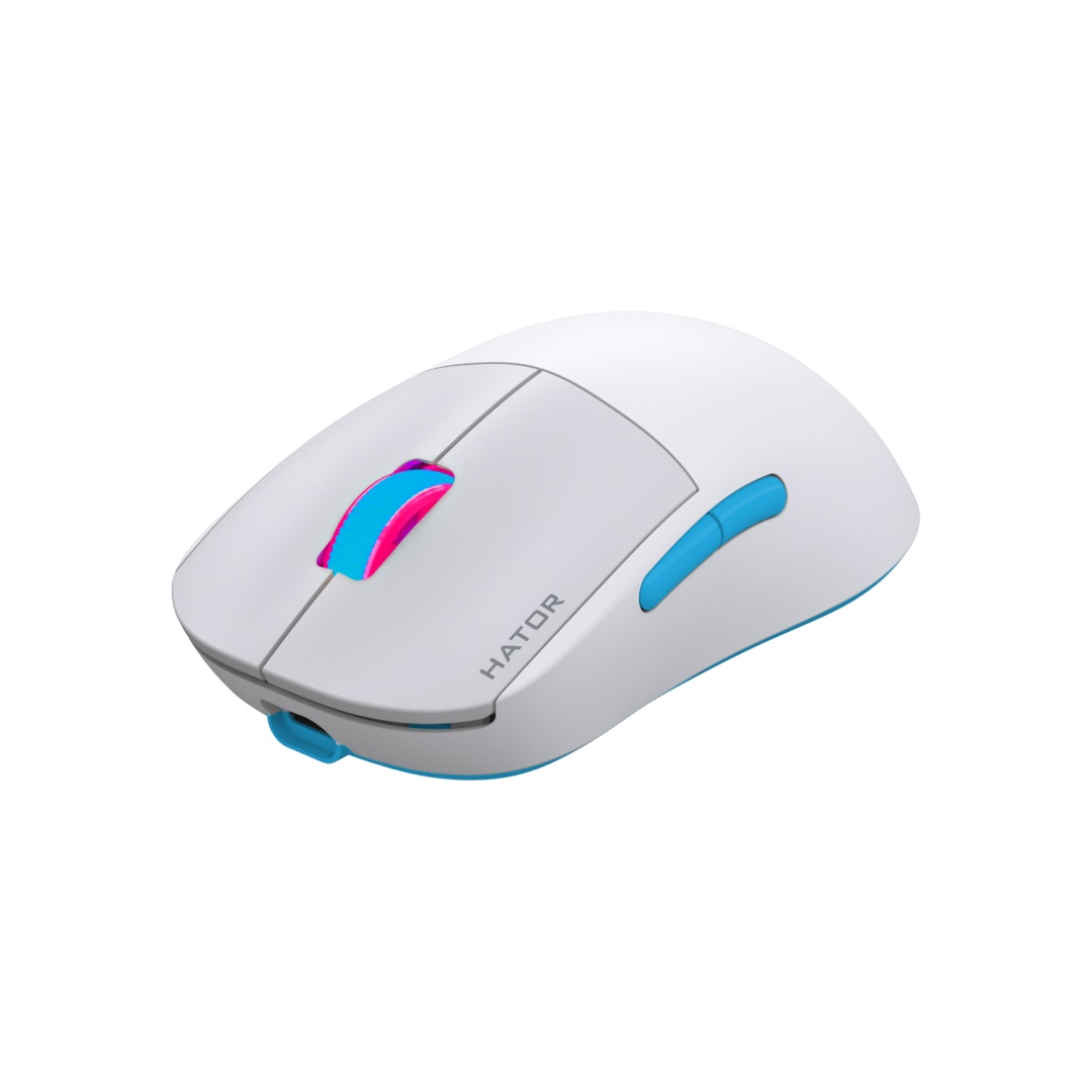 Mouse wireless Hator Quasar 2 Pro, conectivitate 2.4GHz, bluetooth si USB, polling rate pana la 1000Hz, senzor PixArt 3395, rezolutie maxima 26000 DPI, capacitate baterie 600 mAh, durata de viata baterie in modul wireless pana la 100 ore, timp incarcare