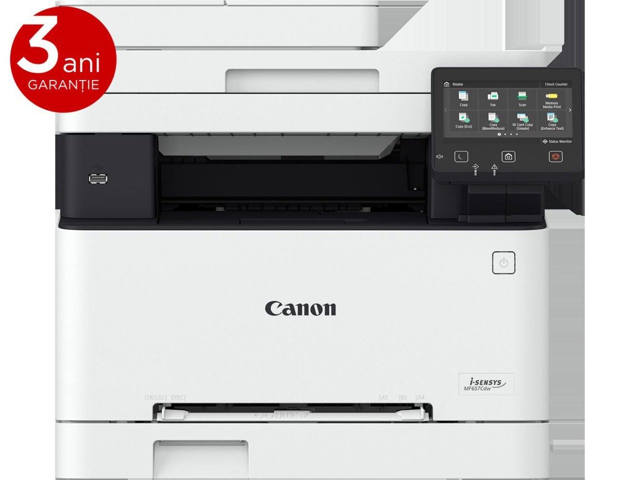 Multifunctional laser color Canon MF651Cw, dimensiune A4(Printare, Copiere, Scanare), viteza max 18ppm, rezolutie max 1200x1200dpi, processor 800Mhz x 2, memorie 1 GB RAM, ,alimentare cu hartie 250 coli, limbaj de printare: UFRII Copiere 18ppm , marire-