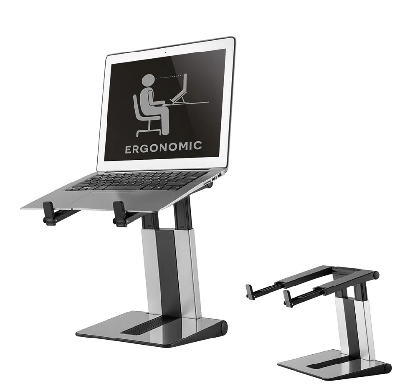 NM Newstar foldable laptop stand stand Silver/ Black Specifications General Min. screen size*: 10 inch Max. screen size*: 17 inch Min. weight: 0 kg Max. weight: 5 kg Screens: 1 Desk mount: Stand Functionality Height adjustment: 20,7-26,7 cm Width