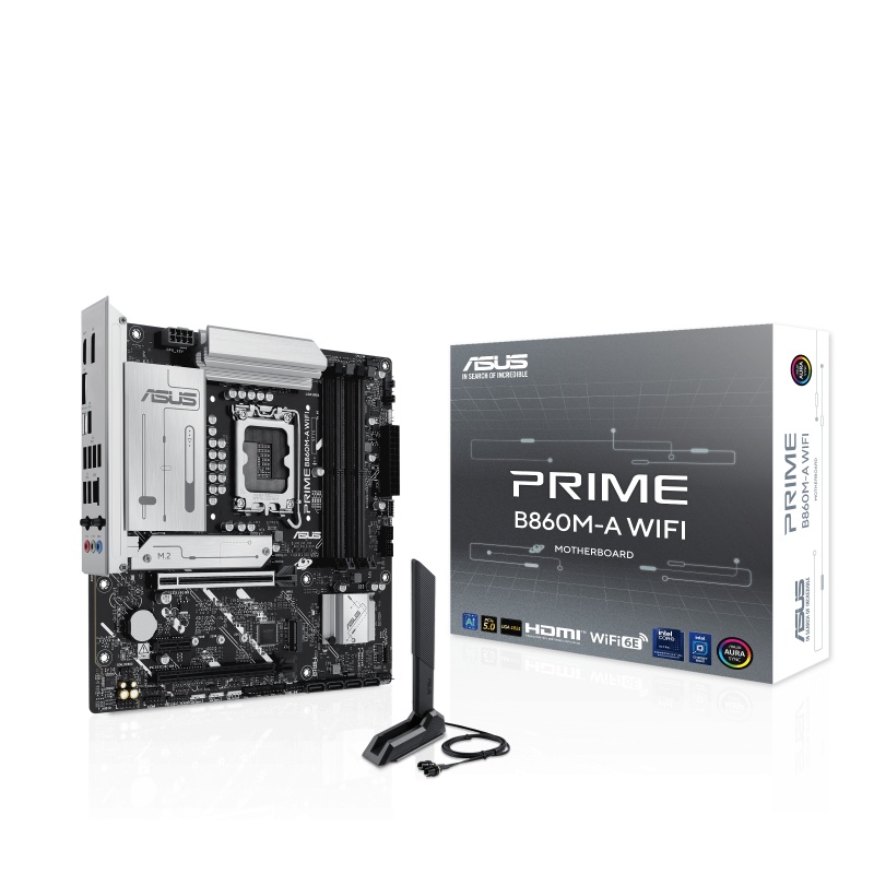 Placa de Baza ASUS PRIME B860M-A WIFI LGA1851, 4x DDR5, 2x DP 1x HDMI, 1x PCIE 5.0 x16 1x PCIE 4.0 x16 1x PCIE 4.0 x1, 2x M.2, 4x SATA 6GB/s, mATX