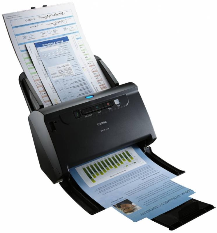 Scanner Canon DRC240, dimensiune A4, tip sheetfed, duplex, viteza de scanare: Alb-negru : 45 ppm/90ipm, Color: 30ppm/60ipm, rezolutie optica 600dpi, senzor CIS, alimentator 60 coli, software inclus: Driver ISIS/TWAIN, CapturePerfect, CaptureOnTouch,