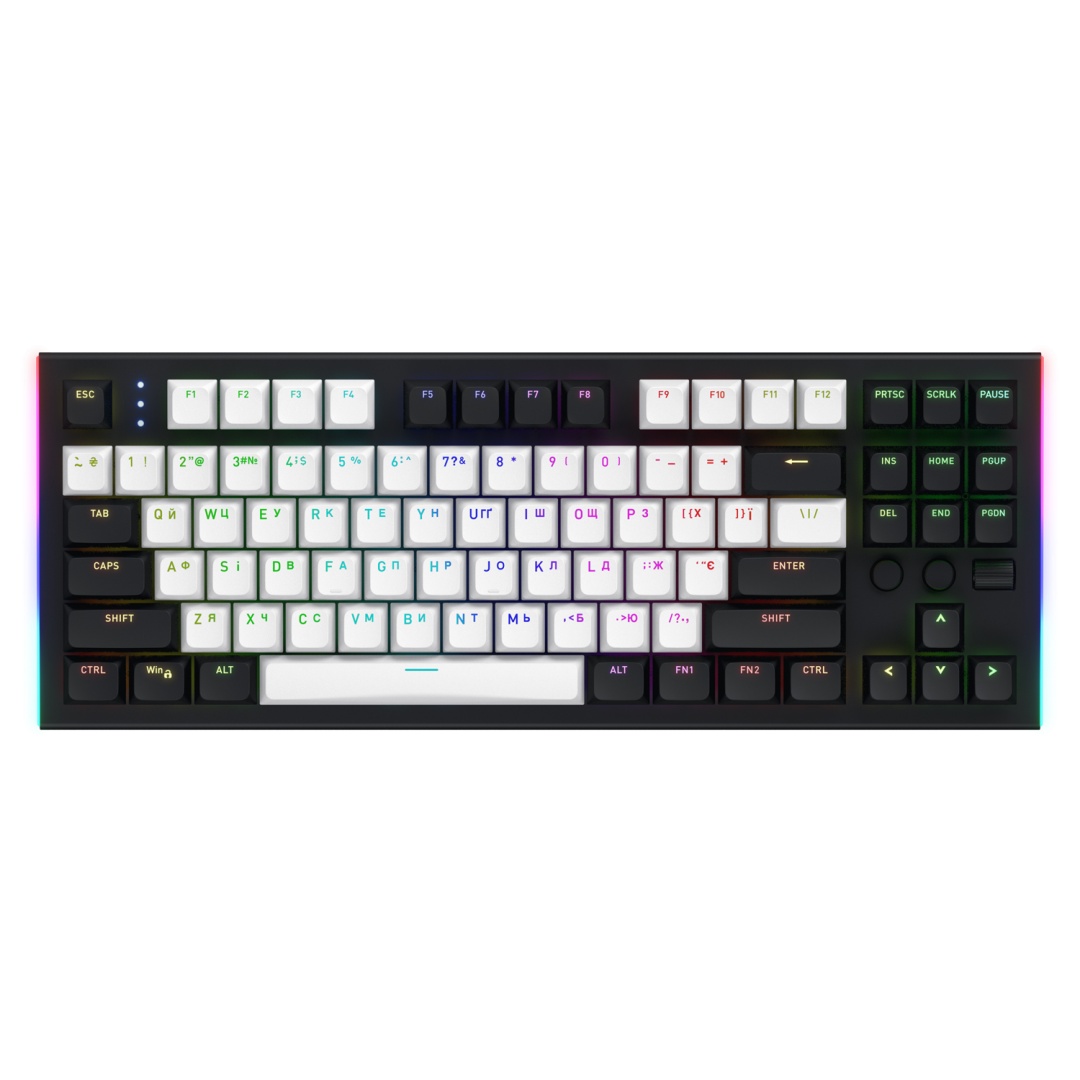 Tastatura mecanica cu fir Hator Gravity TKL conectivitate USB, polling rate 1000Hz, iluminare RGB cu functia de a customiza fiecare tasta individual, tip switch HATOR Aurum Orange Linear rev.2.0, durata de viata switch 70M de clickuri, material taste - 1 | YEO