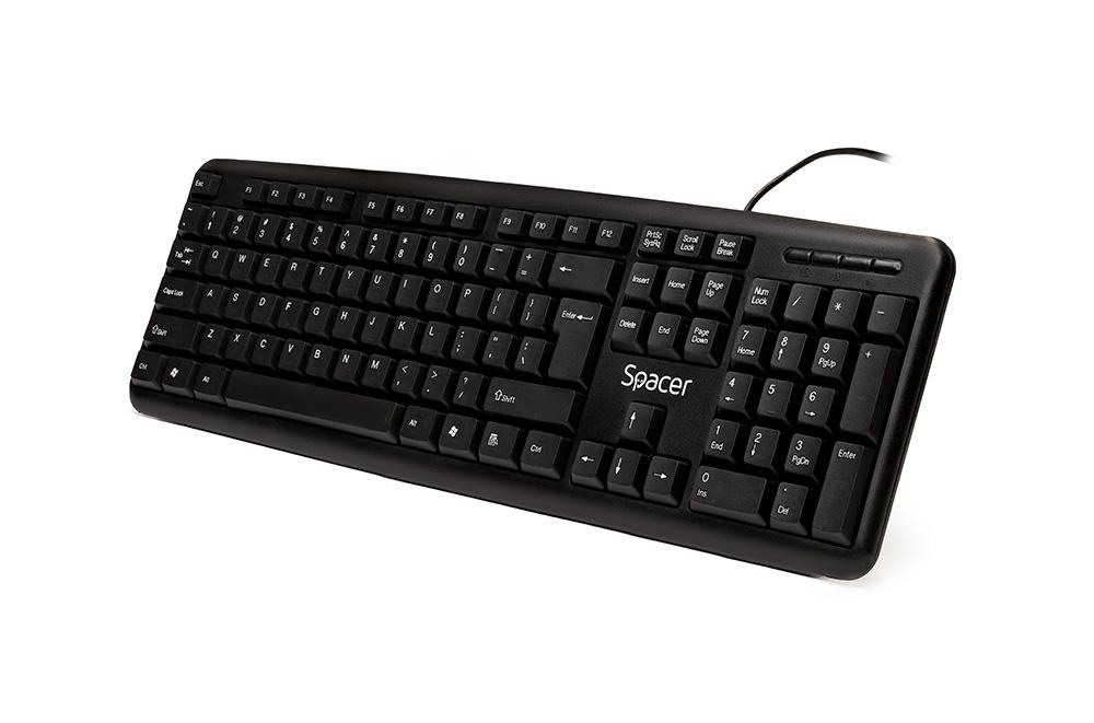 Tastatura Spacer SPKB-520 cu fir, USB, 104 taste, anti-spill, negru - 2 | YEO