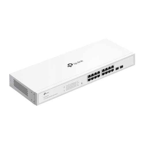 TP-LINK 16-Port Gigabit Smart Switch with 16× Gigabit RJ45 ports and 2× Gigabit SFP slots, Interfata: 16× 10/100/1000 Mbps RJ45 Ports (Auto- Negotiation/Auto MDI/MDIX), Dimensiuni: 440×180×44 mm, Capacitate Switch: 36 Gbps, Packet Forwarding Rate: 26.78