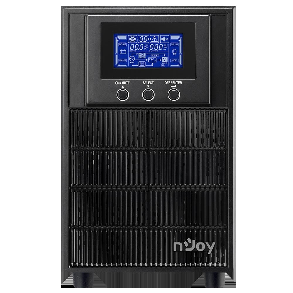 UPS nJoy Aten PRO 2000, 2000VA/ 1800W, On-line, LCD Display, 3 Prize Schuko cu Protectie, Management, Tower, Dubla conversie, Frequency Range 40Hz ~ 70 Hz, Connection port RS232 / USB / Intelligent Port, Dimensiuni: 397 x 145 x 220 mm, Greutate: 17 kg, - 1 | YEO