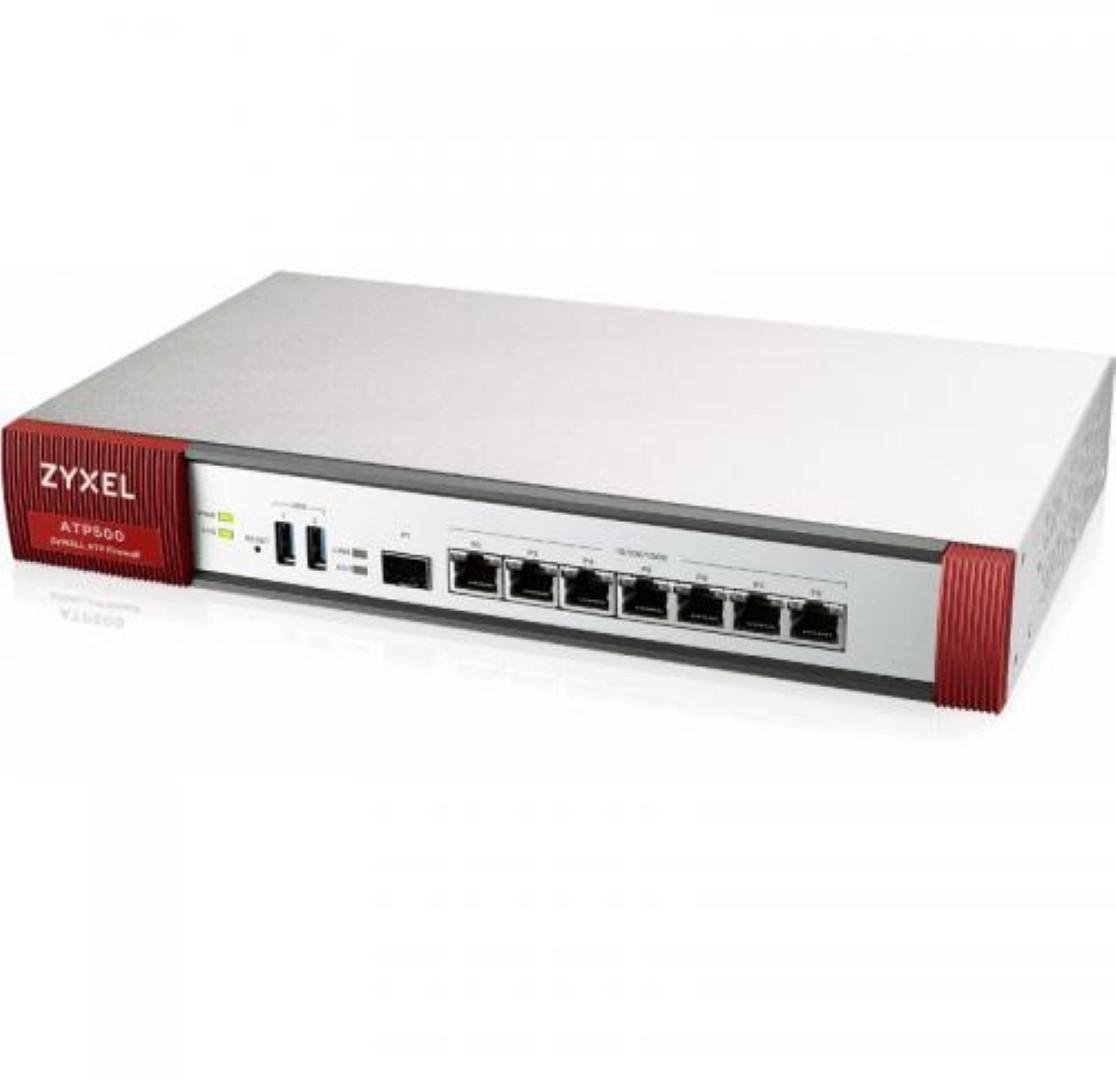 Zyxel ZyWALL ATP500 Next Generation Firewall, 7 (Configurable), 1 x SF, 2,600Mbps, Console port DB9, Rack-mountable, VPN IKEv2, IPSec, SSL, L2TP/IPSec, Power input 12V DC, 4.17A.