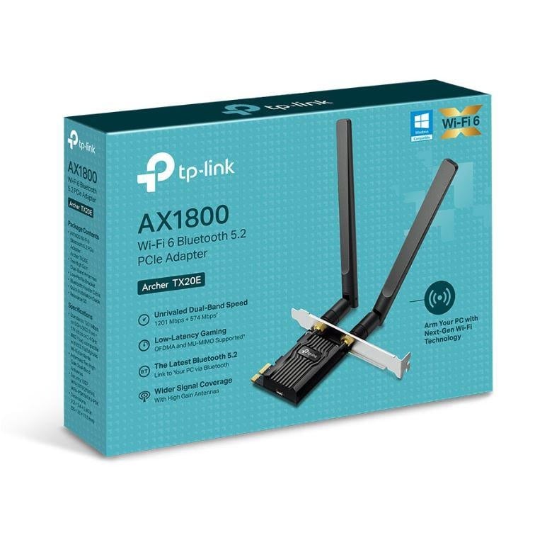 Adaptor wireless TP-Link, ARCHER TX20E, AX1800, 2 x antene externe Dual-Band 5Ghz, 2.4 Ghz, dimensiuni: 120.8 × 78.5 × 20.9 mm, Bluetooth 5.2. - 1 | YEO