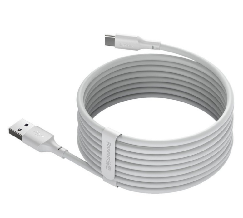 Cablu alimentare si date Baseus Simple Wisdom, Fast Charging Data Cable pt. smartphone, USB la USB Type-C 5A (2buc/set), 1.5m, alb - 1 | YEO