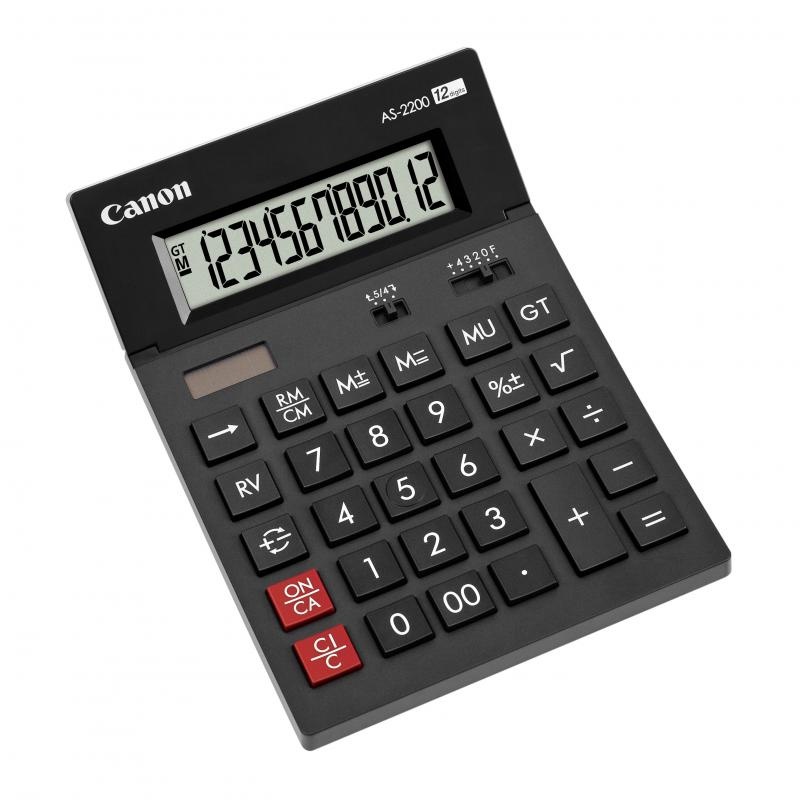 Calculator birou Canon AS2200, 12 digiti, display LCD, alimentare solara si baterie.