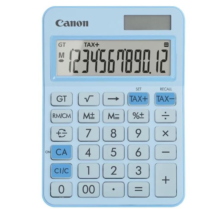 Calculator de birou Canon LS-125KB Pastel Blue cu 12 cifre și funcție de calcul al taxelor