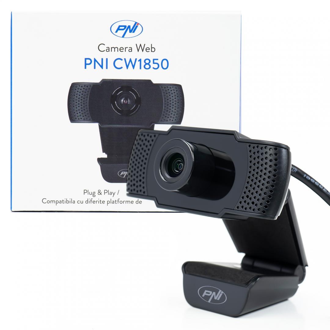 Camera Web PNI CW1850 Full HD 1080P 2MP, USB, clip-on, microfon stereo incorporat, Senzor: CMOS 1/3