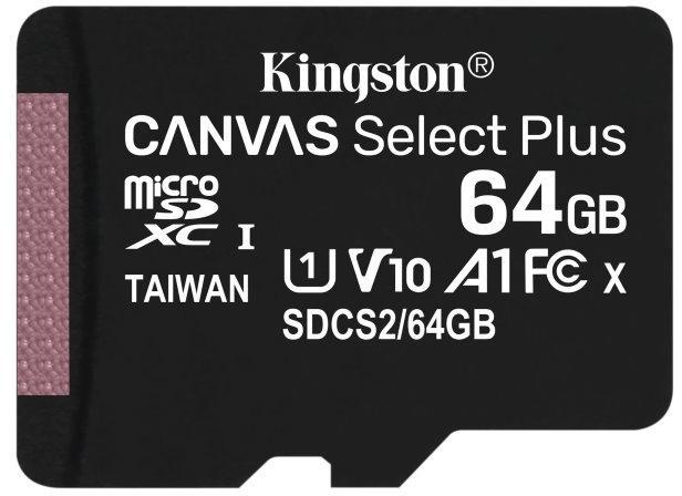 Card de Memorie MicroSD Kingston, 64GB, Select Plus, Clasa 10 UHS-I Performance, R: 100 MB/s