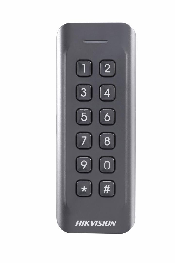 Card reader Hikvision, DS-K1802EK; Reads EM card, with keypad; Card Reading Frequency: 125KHz; Processor: 32-bit; Reading Range: ≤50mm (≤ 1.97