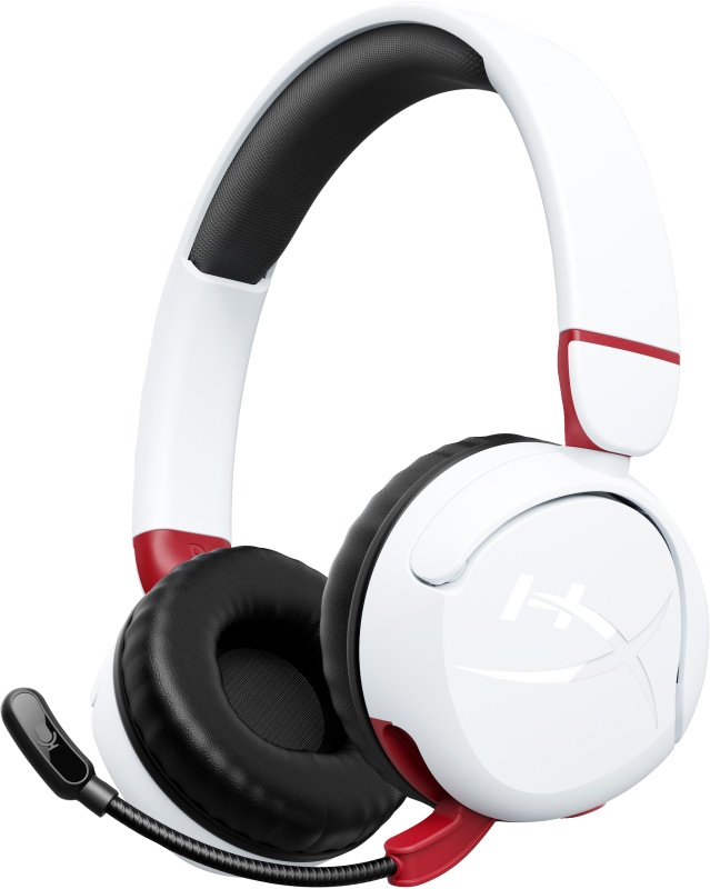 Casti gaming wireless HyperX Cloud Mini, PC/Nintendo Switch/controllere PS/Xbox/tablete, volum limitat la 85dB, Bluetooth/Jack 3.5 mm, autonomie pana la 25 de ore, frecventa raspuns 20 Hz - 20 KHz, alb - 1 | YEO