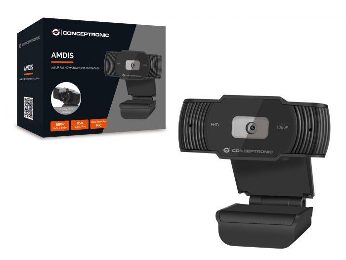 CONCEPTRONIC AMDIS04B 1080P Full HD Webcam with Microphone, 75 x 33 x 110 mm