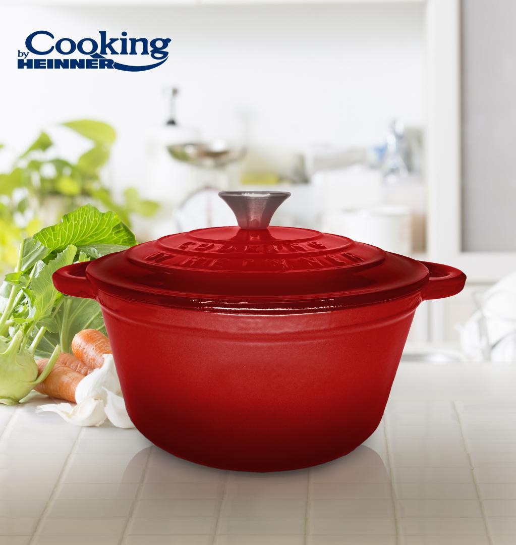 CRATITA FONTA EMAILATA+CAPAC 20x10 CM, 2.4 L, RED LINE, COOKING BY HEINNER - 1 | YEO